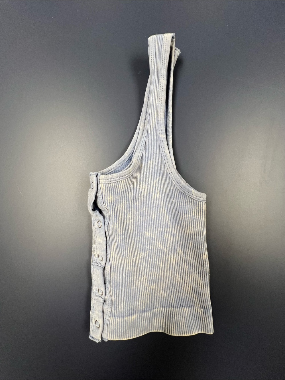 Ribbed Button-Front Crop Tank - Light Blue - Picture 4 of 4